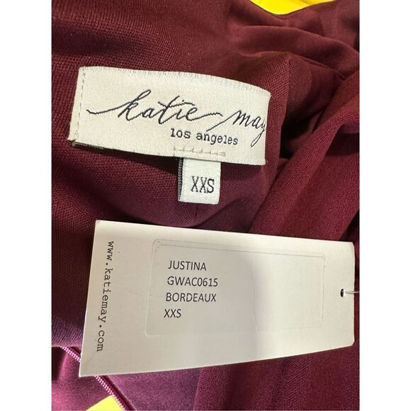 NWT Katie May Mock Neck Long Sleeve Justina Bodycon Mini Dress Bordeaux XXS $228 - Picture 9 of 9